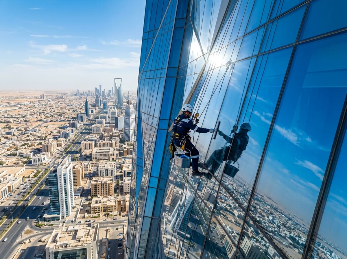 تنظيف واجهات الأبراج